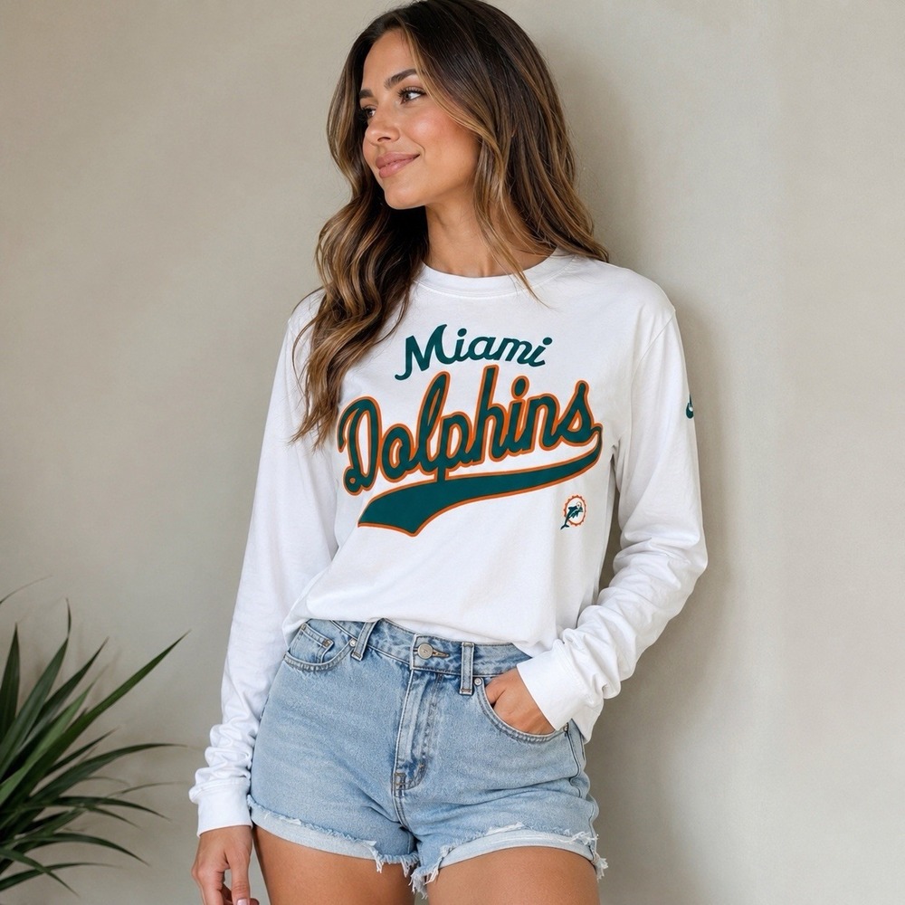 Nike Women S Official NFL Miami Dolphins Long Sleeve Tee White Football Fan Gear